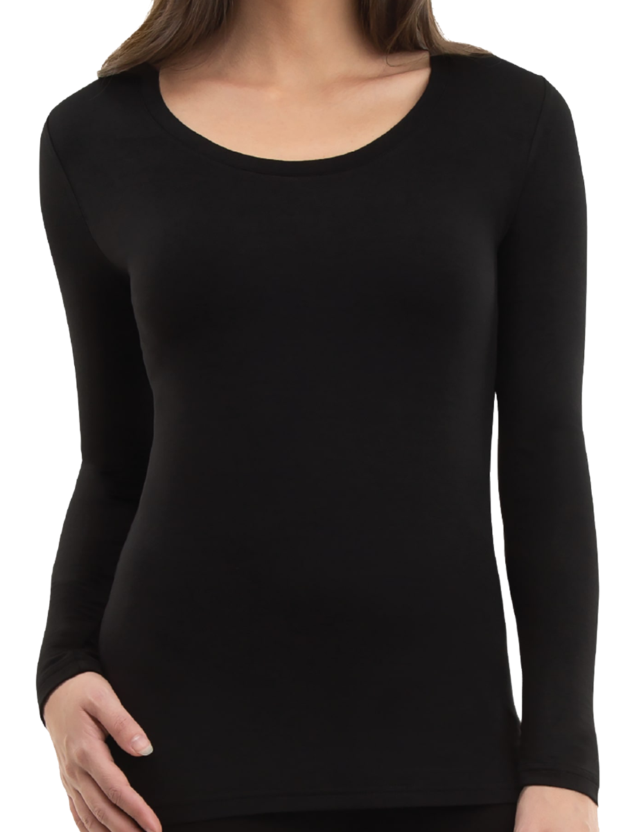 Women's Heat Retention Thermal Long Sleeve Black Heat Bods