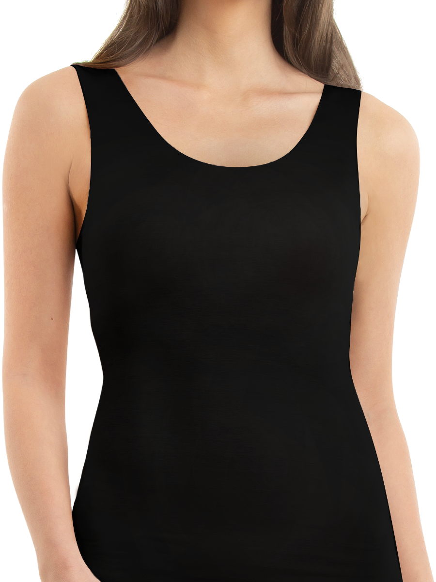 Women's Black Thermal Vest Seam Free Heat Bods