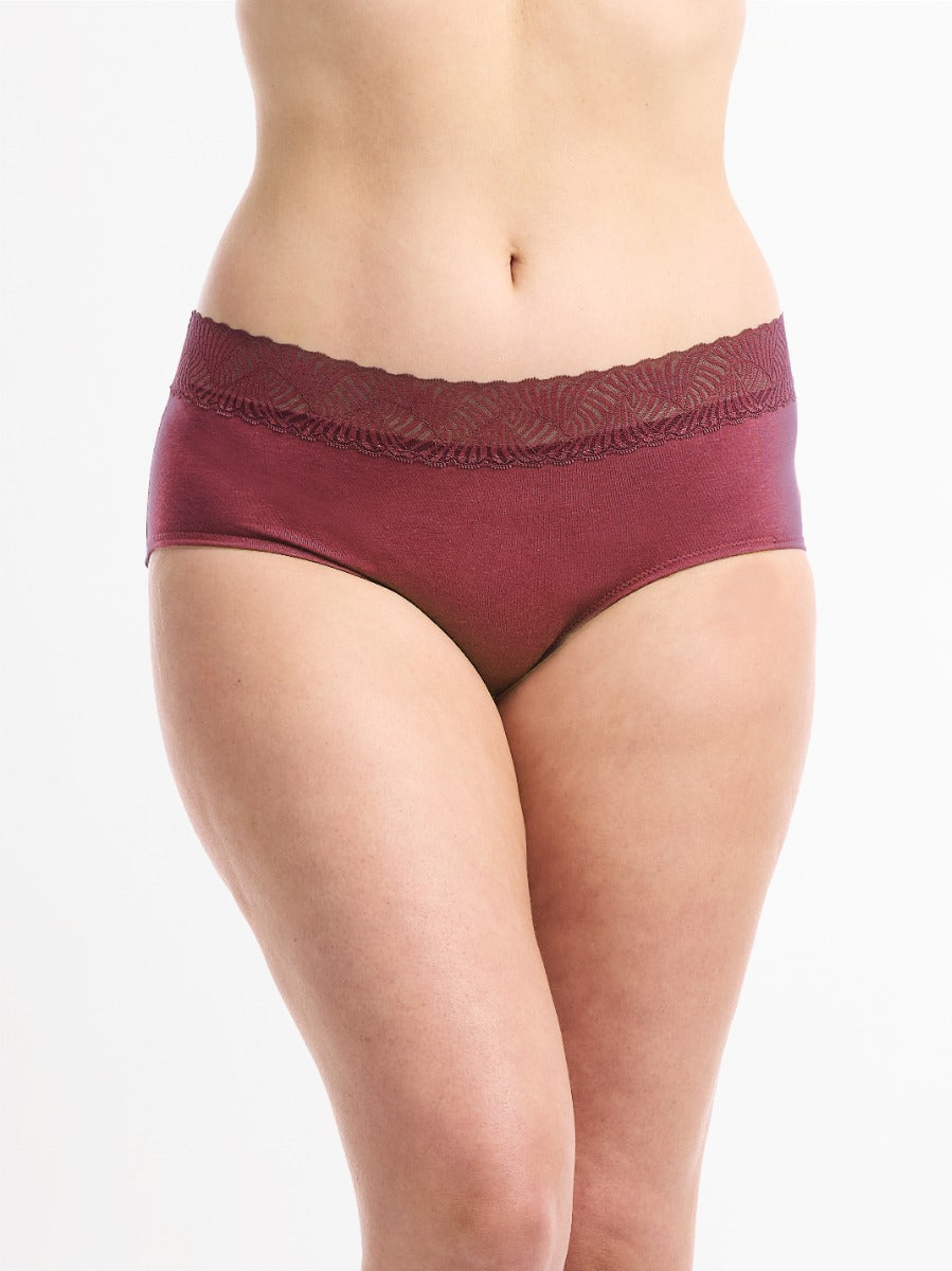 Women's Smooth Lines Lace Midi Brief 2 Pack