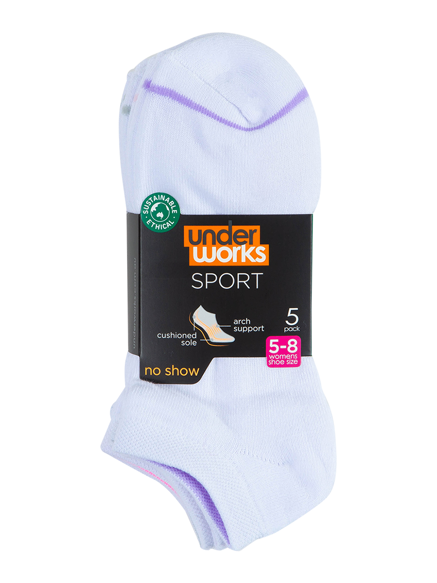 Women's No Show Sport Socks 5 Pack