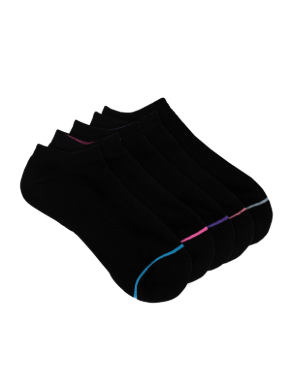 Women's No Show Sports Socks Black - 5 Pack