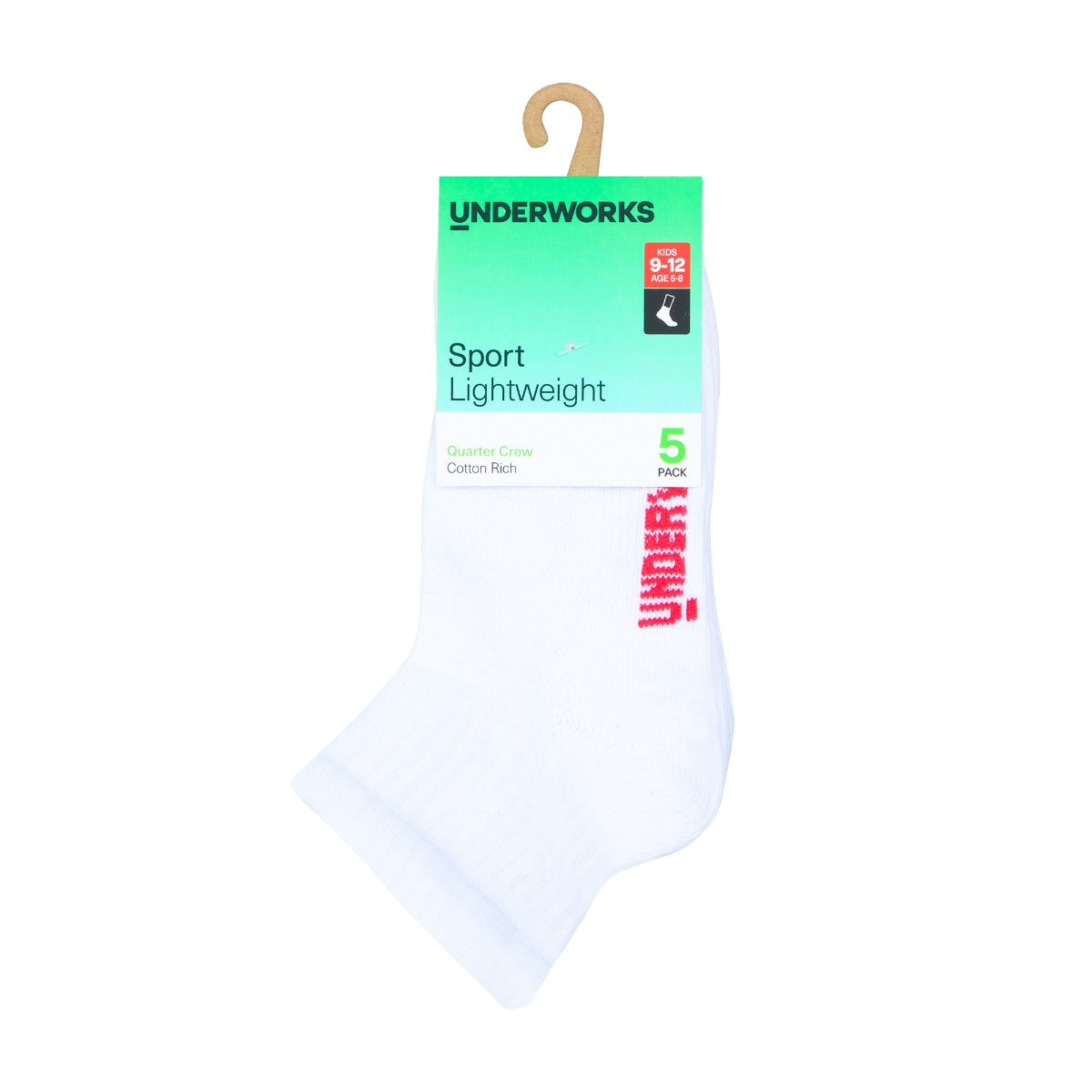 Kids Lightweight Quarter Crew Socks 5 Pack