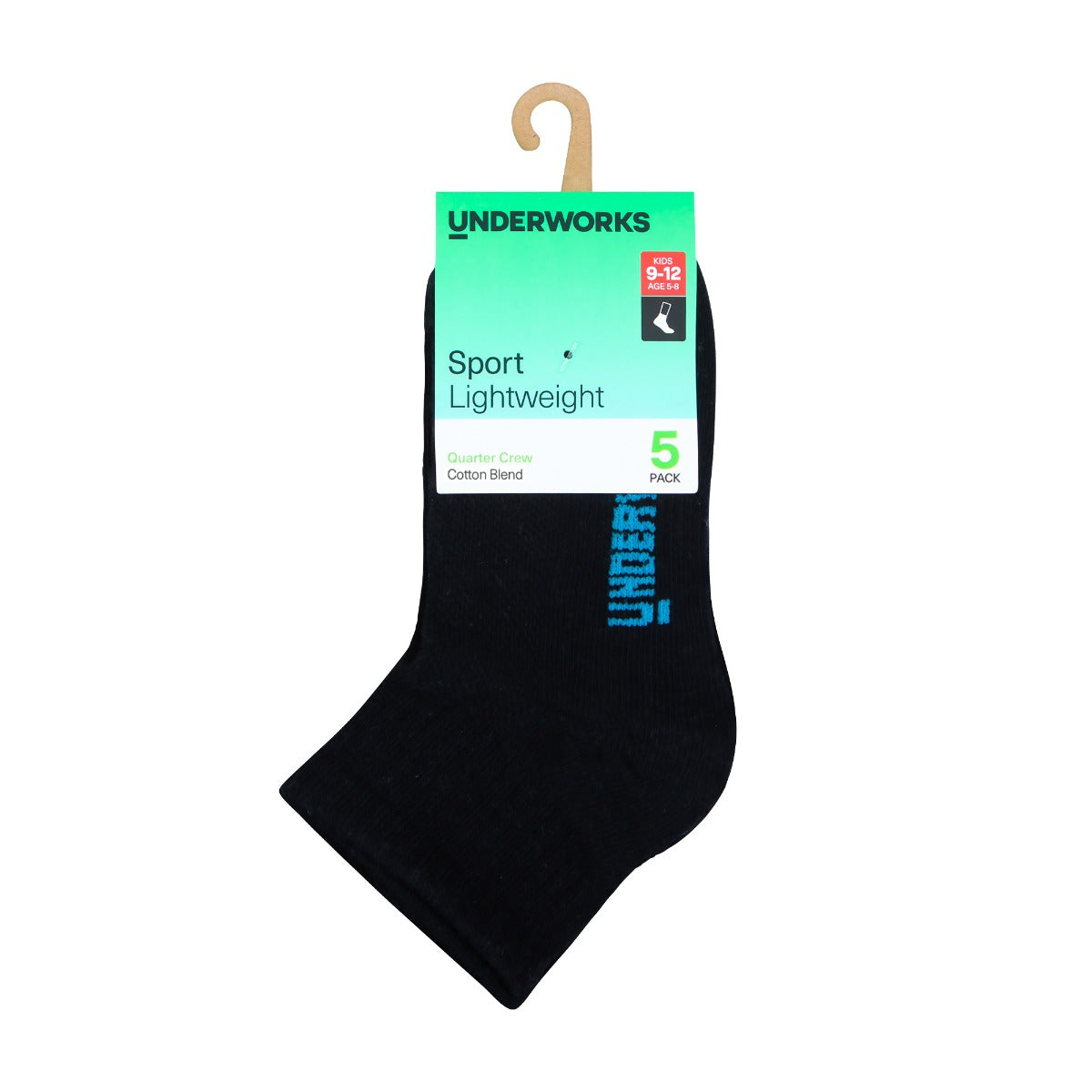 Kids Lightweight Quarter Crew Socks 5 Pack