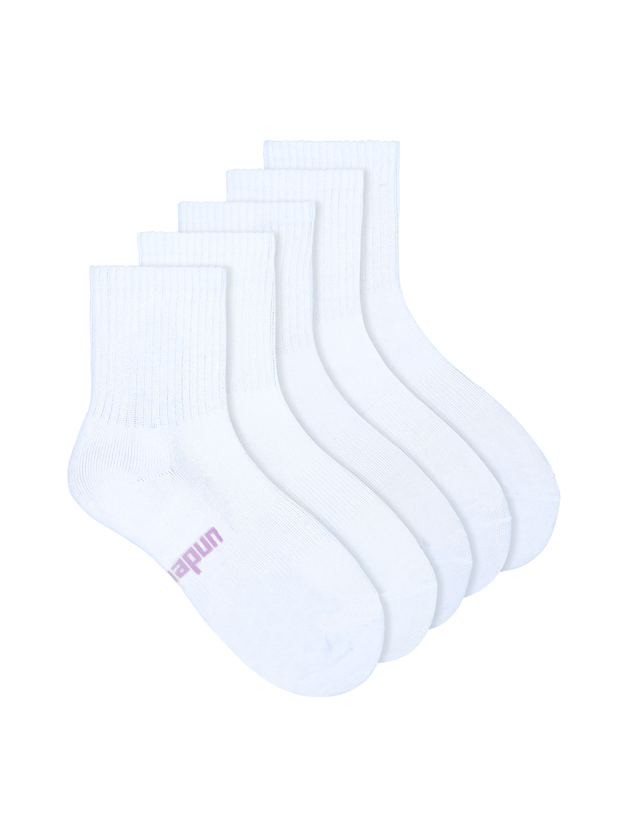 Women's Mid Crew Sports Socks White - 4 Pack