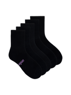 Women's Black Mid Crew Socks - 5 Pack