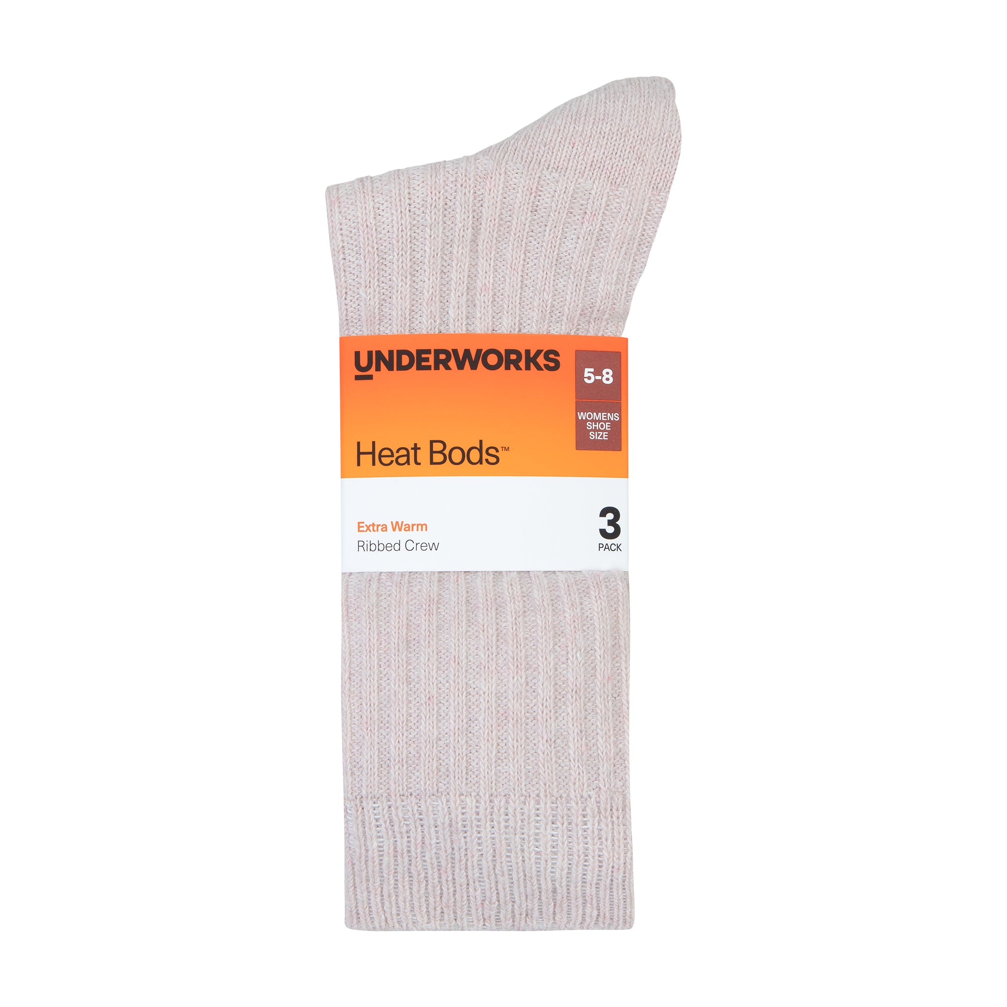 Womens Heat Bods Wool Ribbed Crew 3 Pack