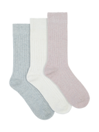 Womens Heat Bods Wool Ribbed Crew 3 Pack