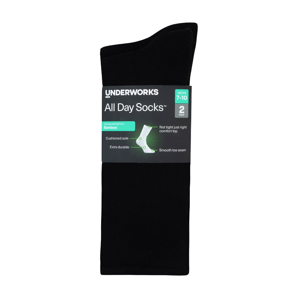Men's All Day Socks Bamboo Blend Cushion Crew 2 Pack
