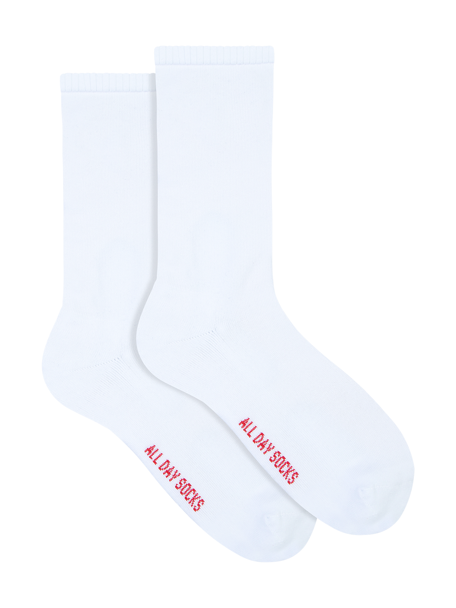 mens white all day socks cotton rich cushion crew 2 pack - underworks