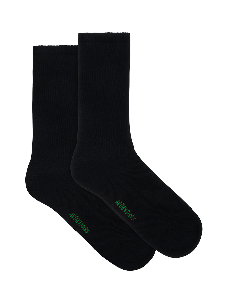 mens black all day socks bamboo blend fine crew 2 pack - underworks