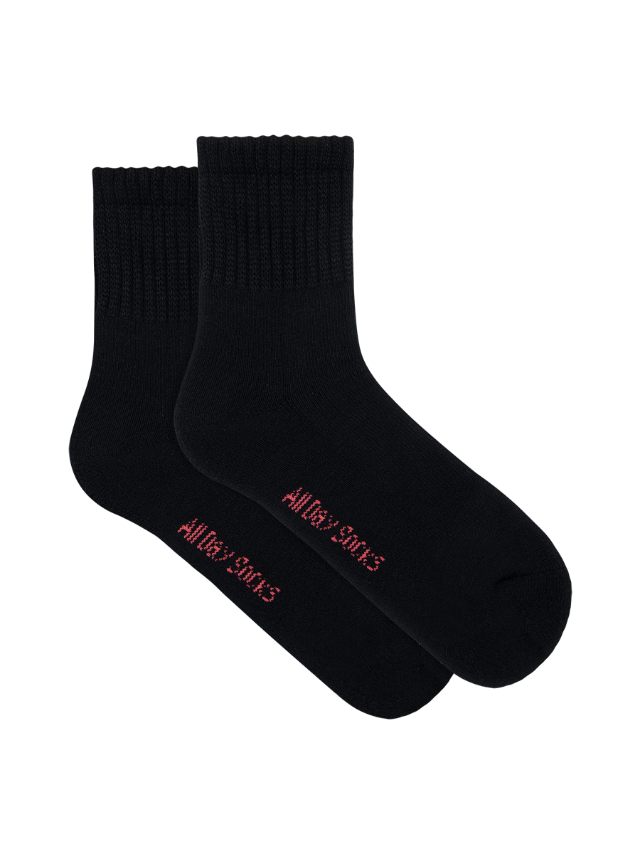 Women's All Day Socks Mid Crew Walking Sock - Black - Underworks
