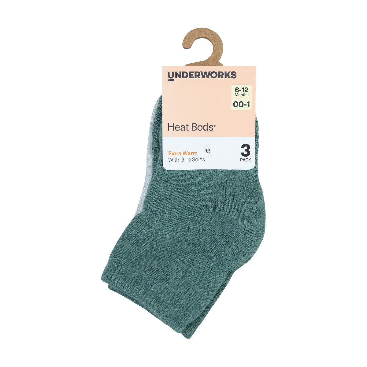 Baby Heat Bods Cushioned Stay On Crew Socks 3 Pack