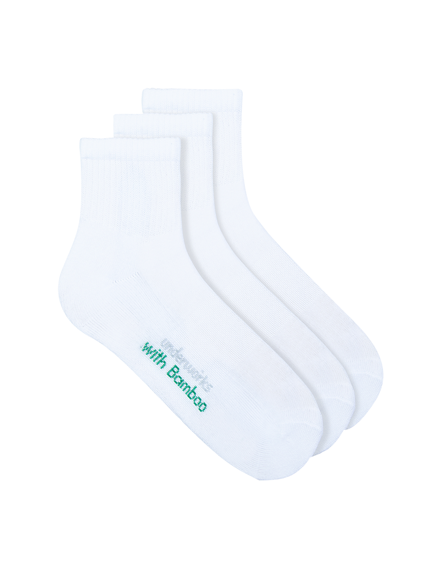 womens white organic bamboo sport anklet socks - 3 pack | Underworks