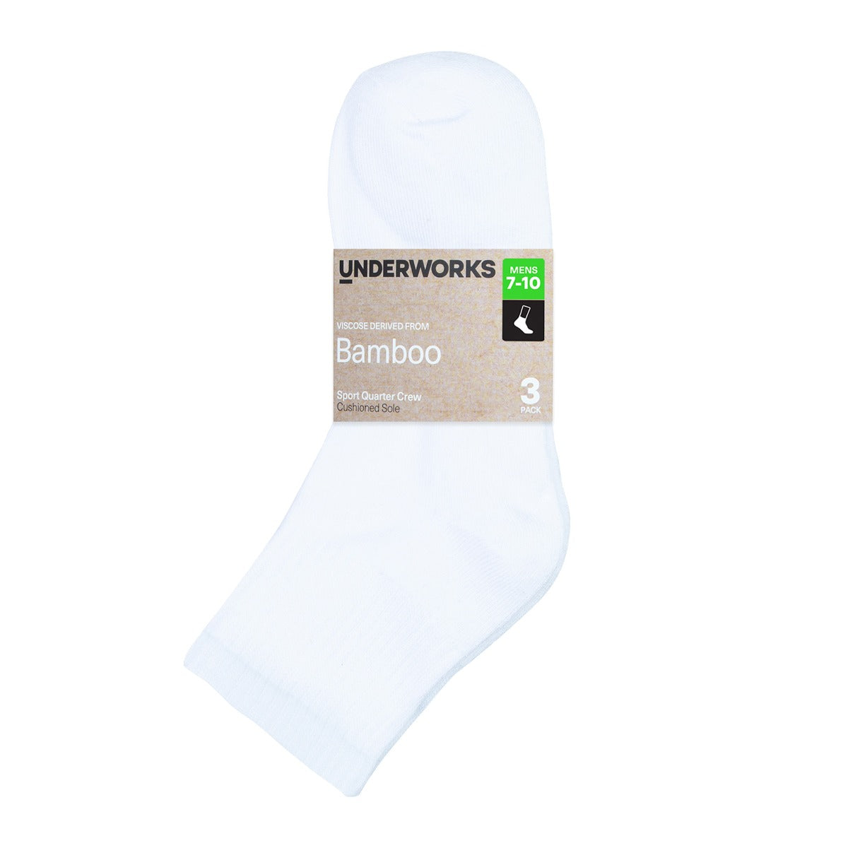 Men's Bamboo Sport Quarter Crew Socks 3 Pack