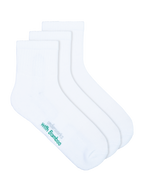 Mens white organic bamboo sports quarter crew socks - 3 pack