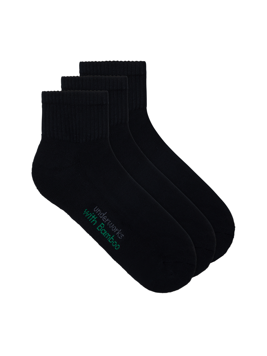 Black Ankle Sports Women's Bamboo Socks - 3 Pack