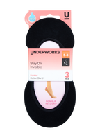womens black invisible footlets 3 Pack - underworks