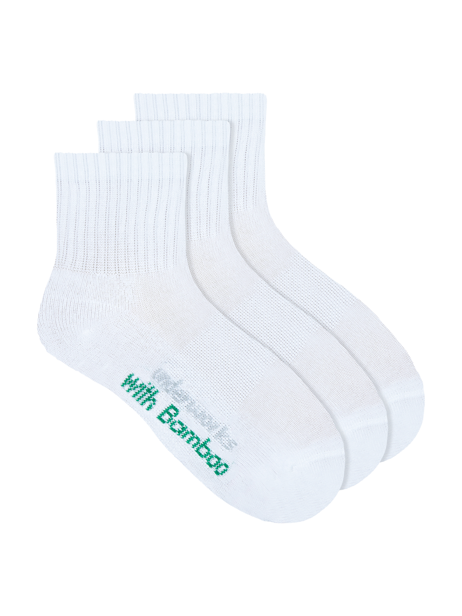 Kids Viscose derived from Bamboo Cushioned Sport Quarter Crew Socks 3 Pack