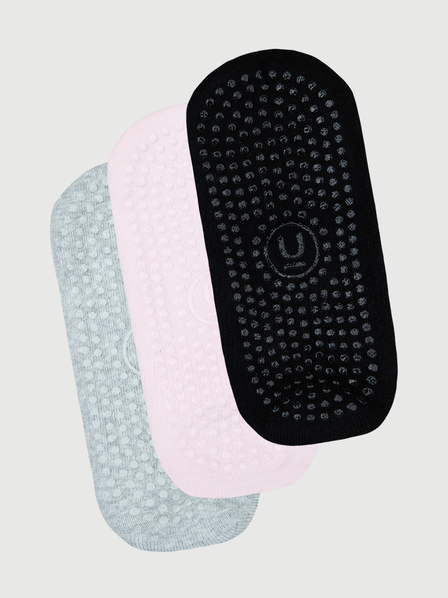 Women's No Show Grip Socks 3 Pack