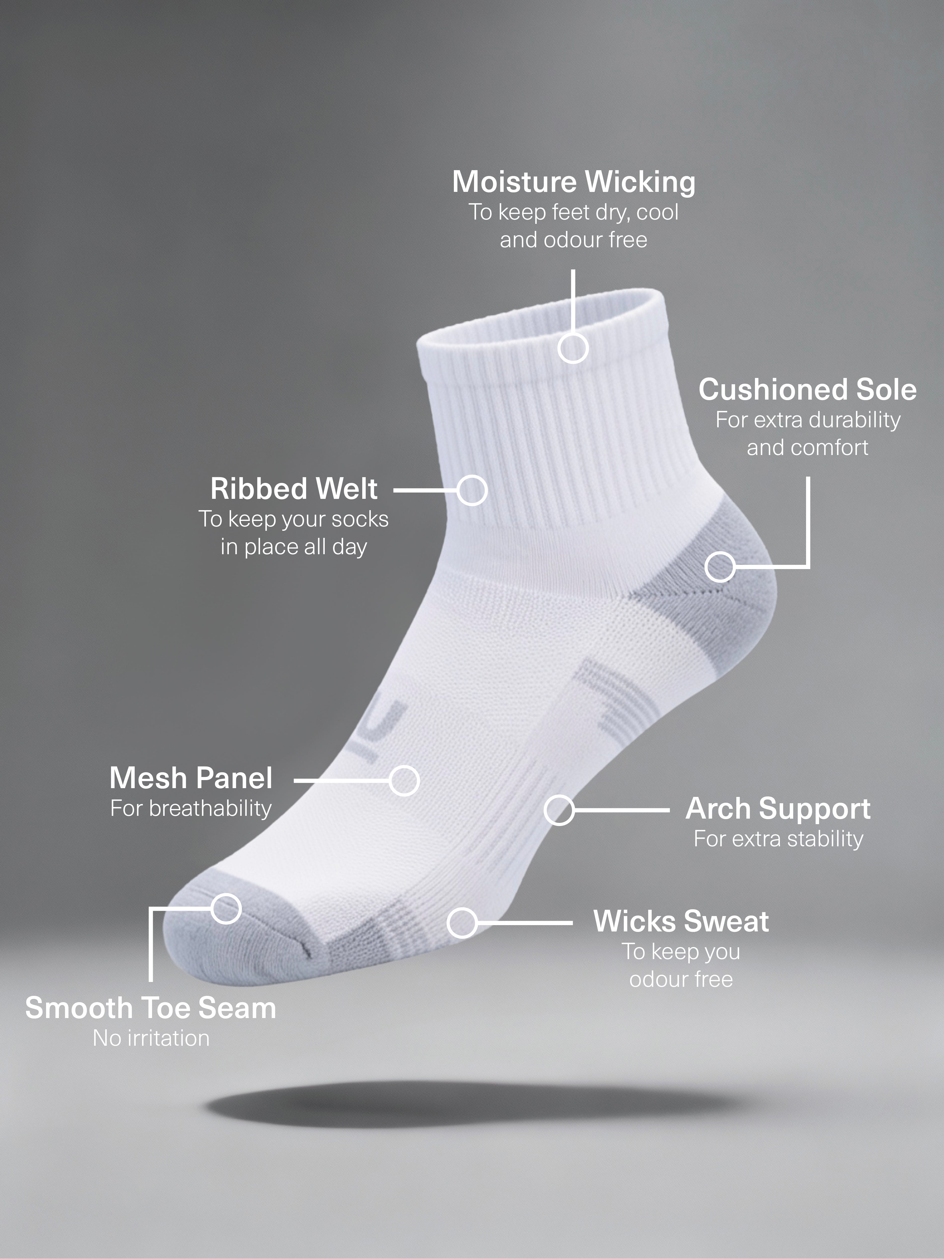 Men's Bamboo Tech Quarter Crew 3 Pack