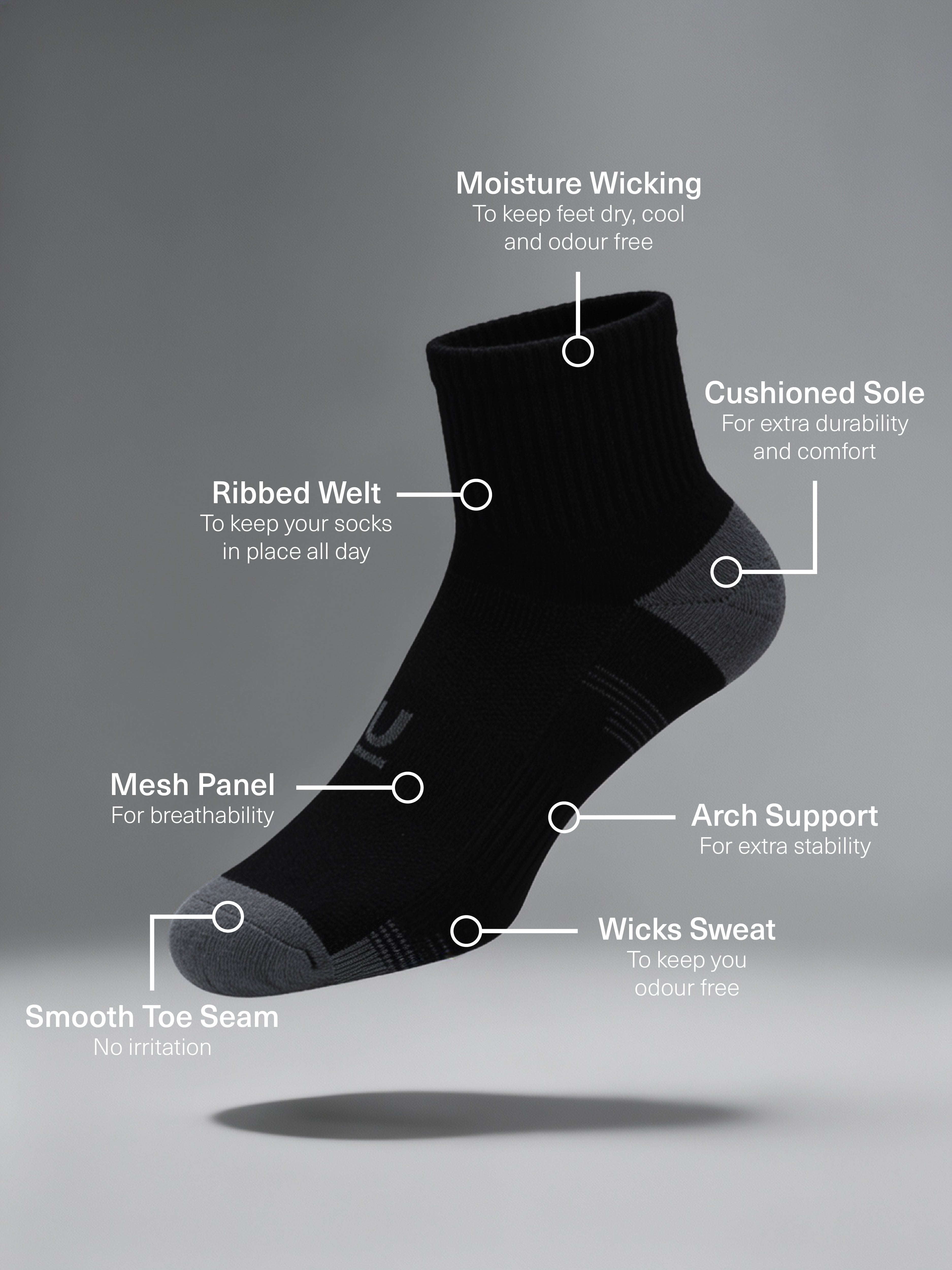 Men's Bamboo Tech Quarter Crew 3 Pack