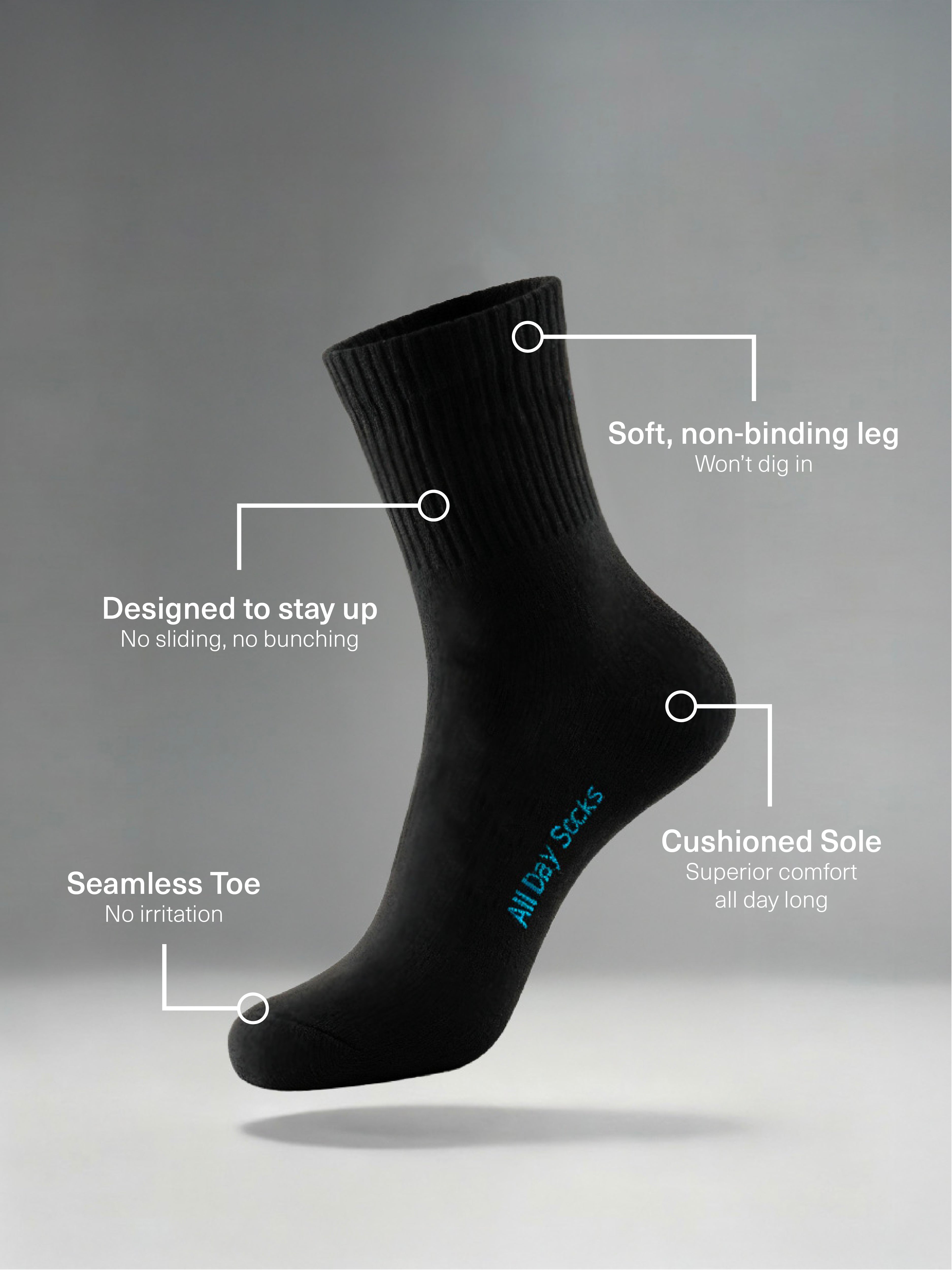 Men's All Day Cushioned Mid Crew Walk Sock 1 Pack