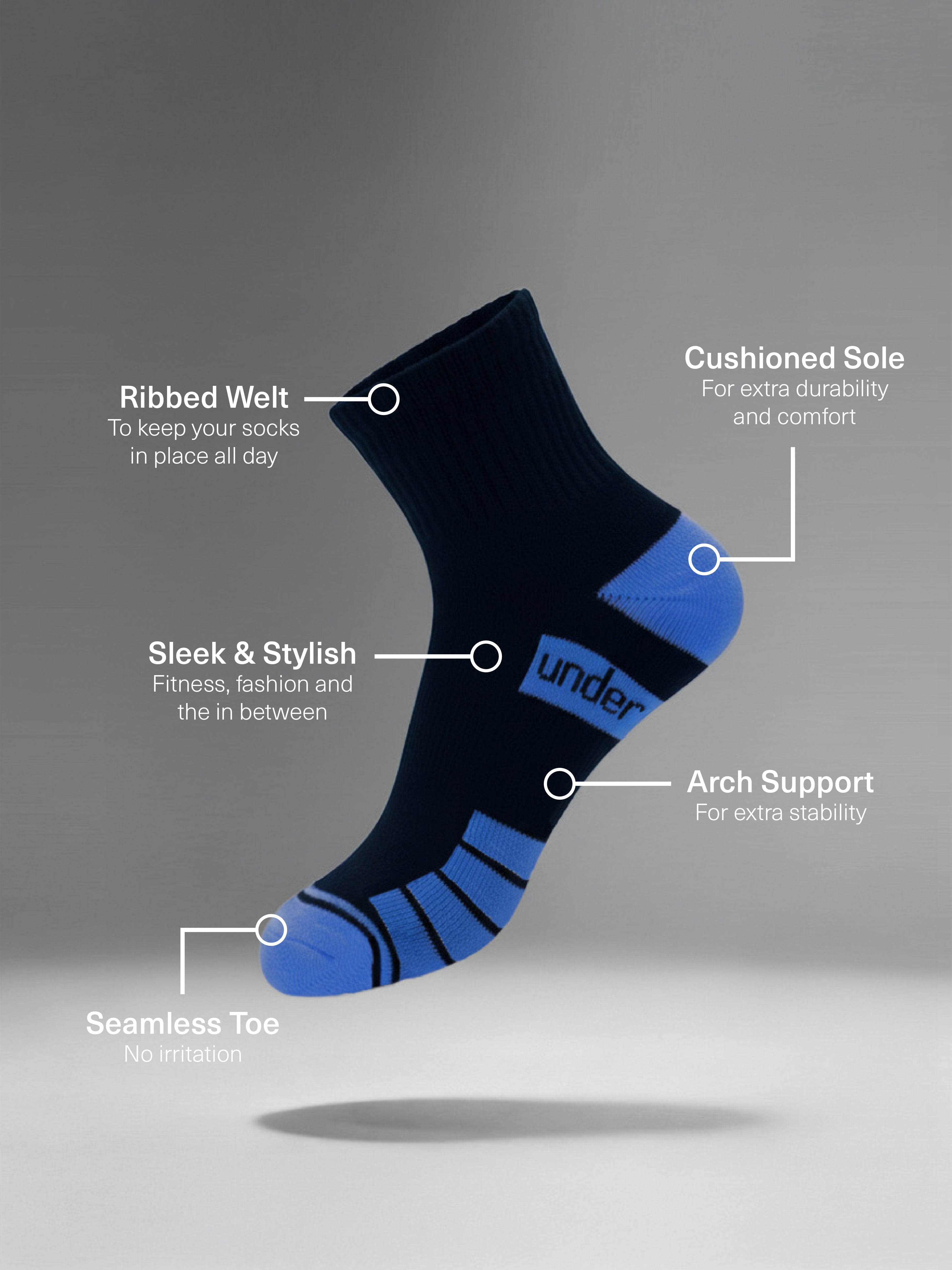 Kids Cushioned Sport Quarter Crew 5 Pack