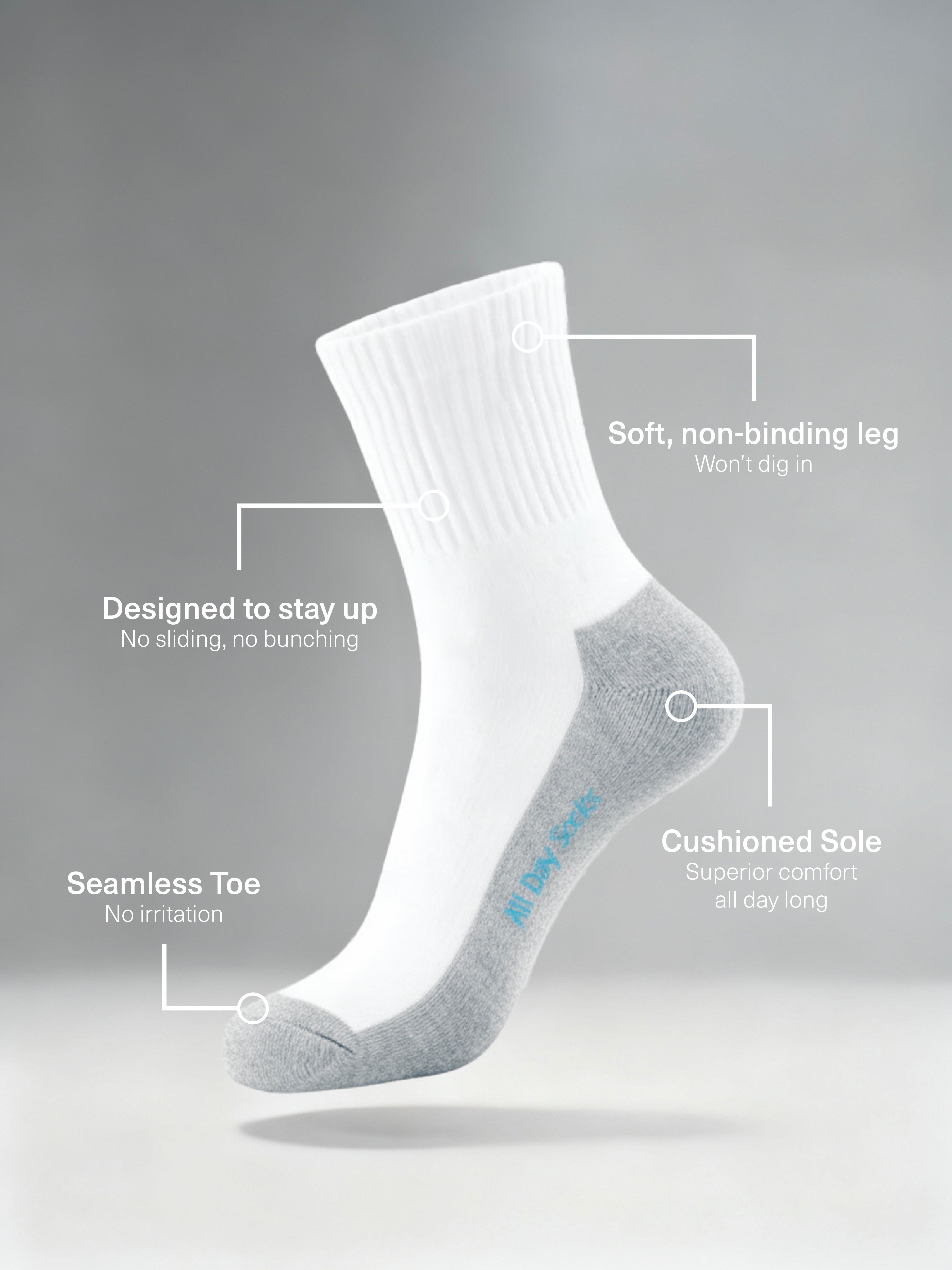 Men's All Day Cushioned Mid Crew Walk Sock 1 Pack