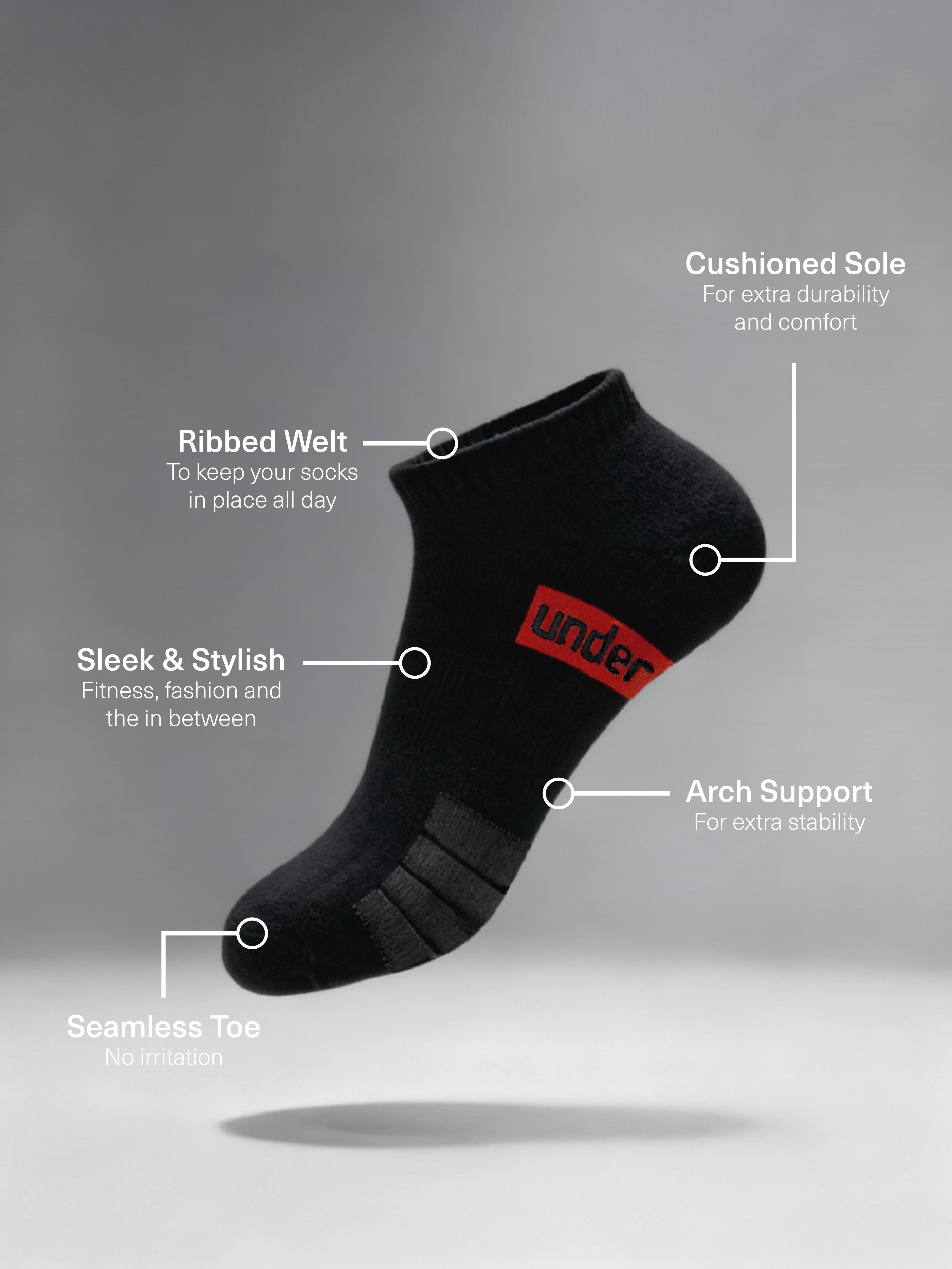 Men's Sport Cushioned low Cut Socks 4 Pack