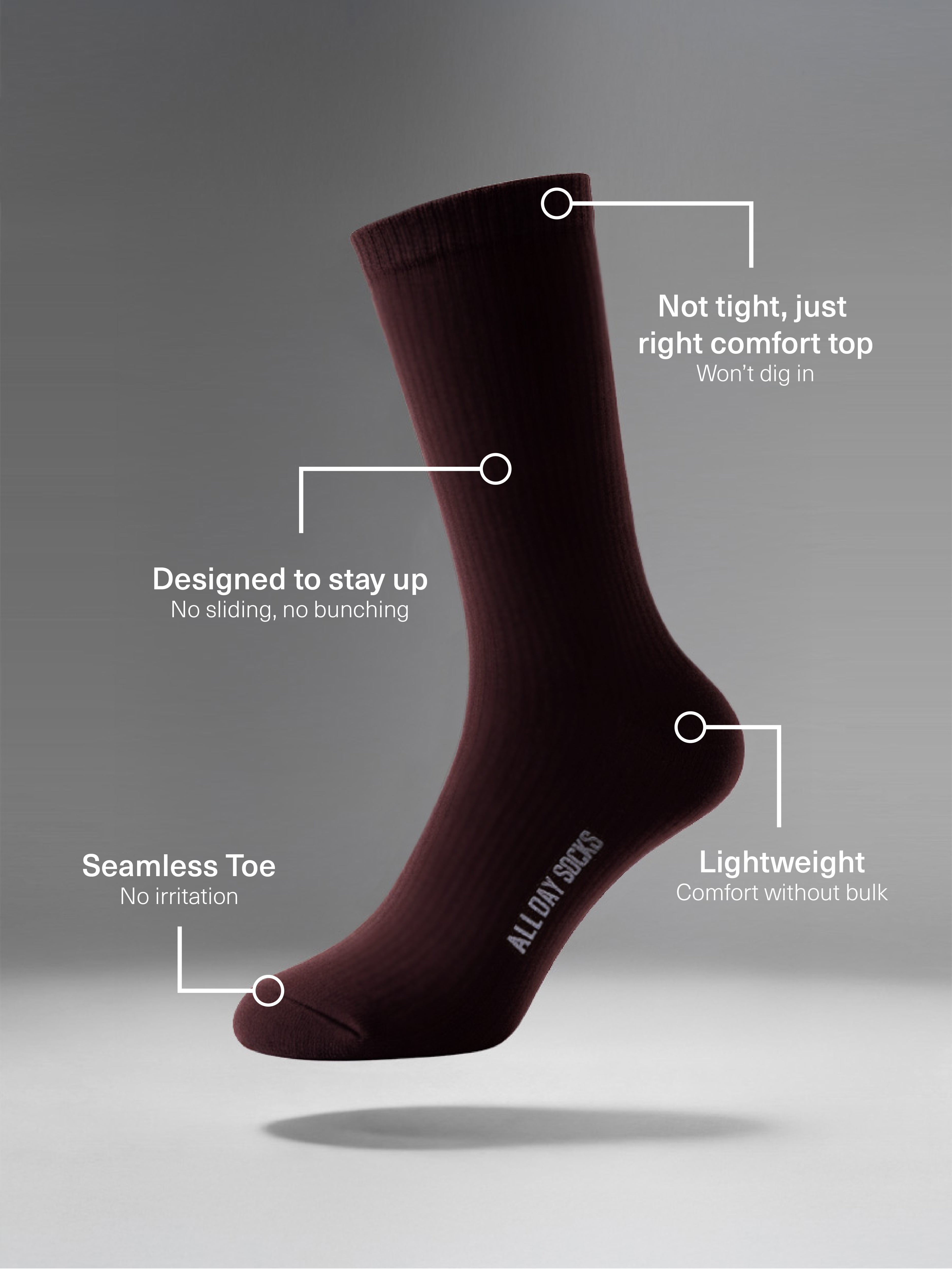 Men's All Day Fine Textured Crew Socks 2 Pack