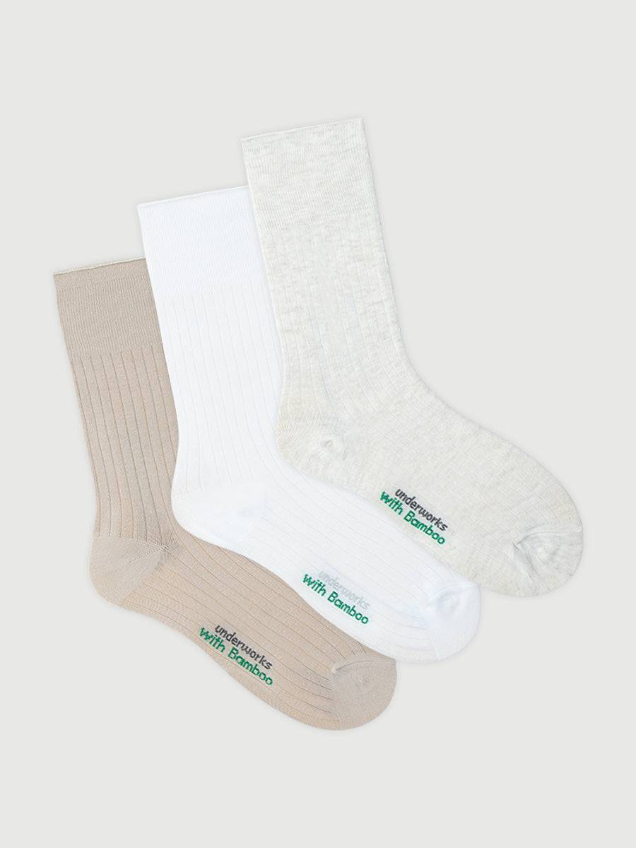 Women's Viscose Derived from Bamboo Lightweight Rib Crew 3 Pack