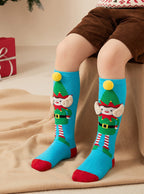 Kid's Novelty Christmas Elf Pattern Knee High Socks