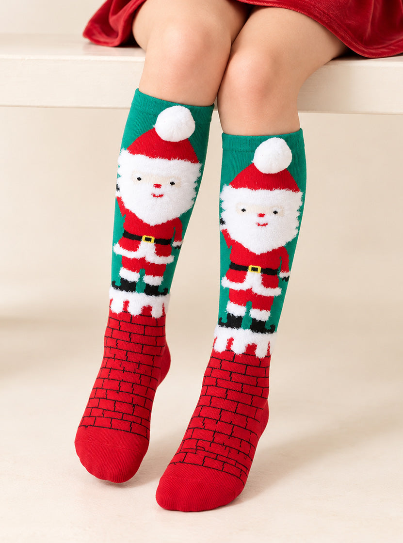 Kid's Novelty Christmas Santa Pattern Knee High Socks