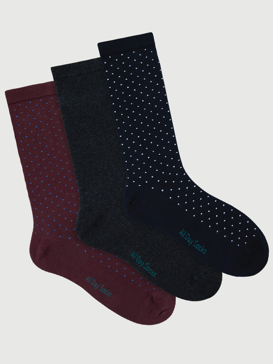 Men's All Day Premium Fine Pattern Crew 3 Pack Spot
