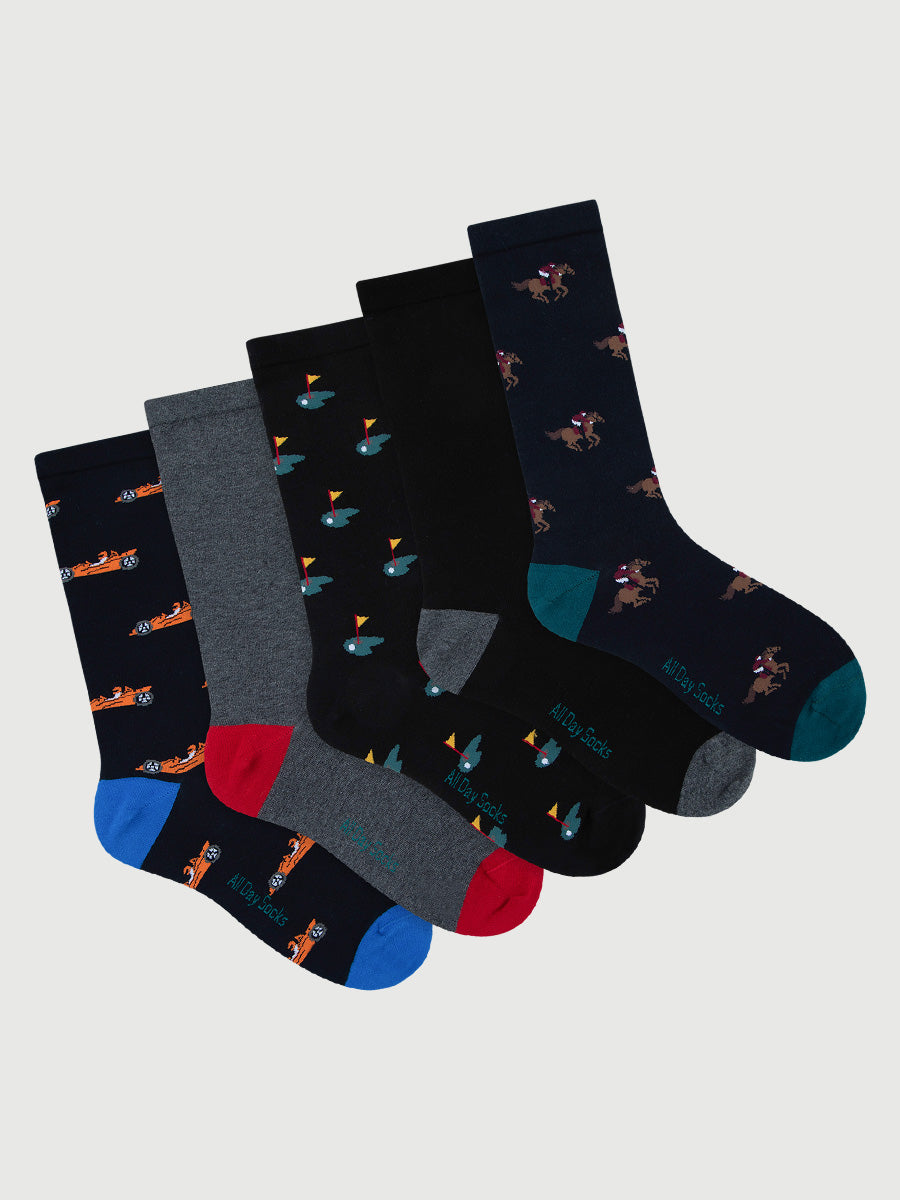 Men's All Day Premium Fine Pattern Crew 5 Pack (Sport)