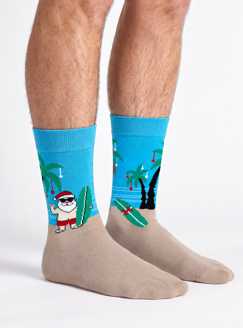 Men's Novelty Christmas Santa Pattern Crew Socks