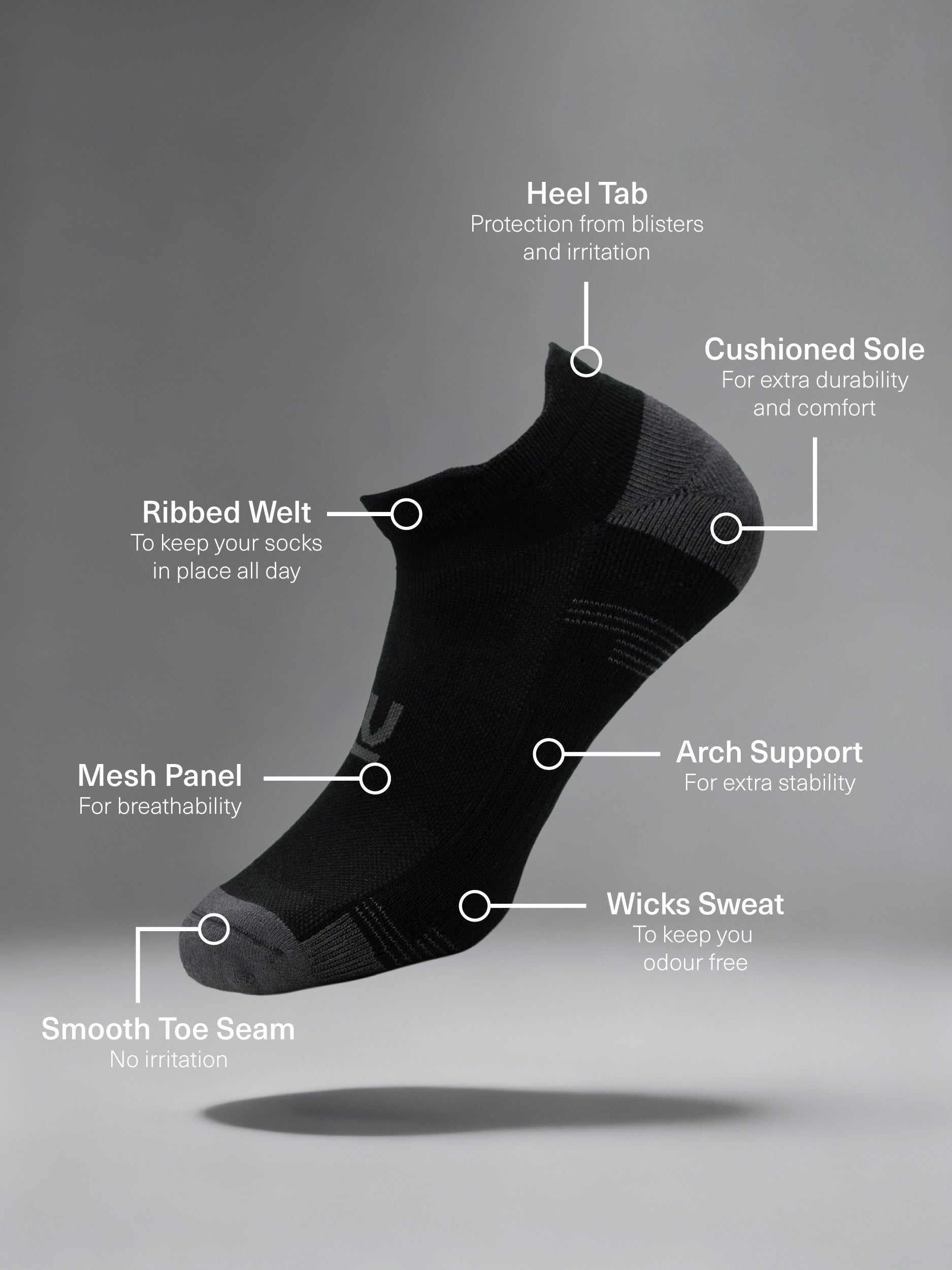 Men's Bamboo Tech Heel Tab 3 Pack