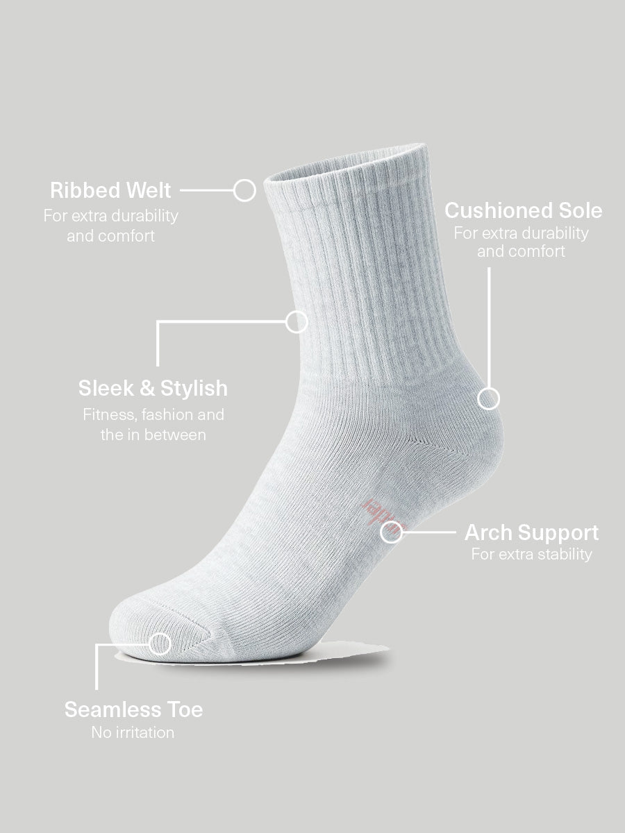 Women's Sports Cushioned Mid Crew Socks 5 Pack
