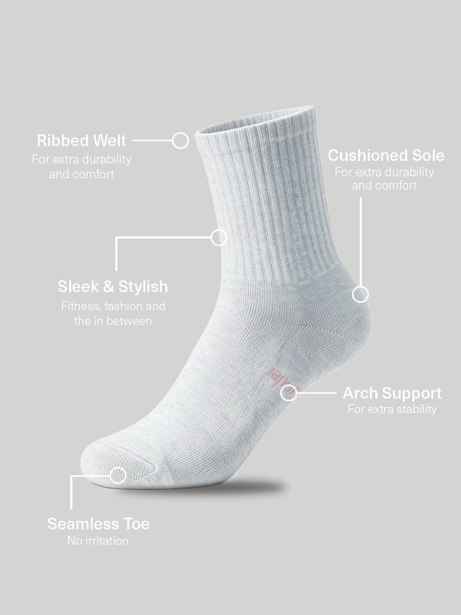 Women's Sports Cushioned Mid Crew Socks 5 Pack