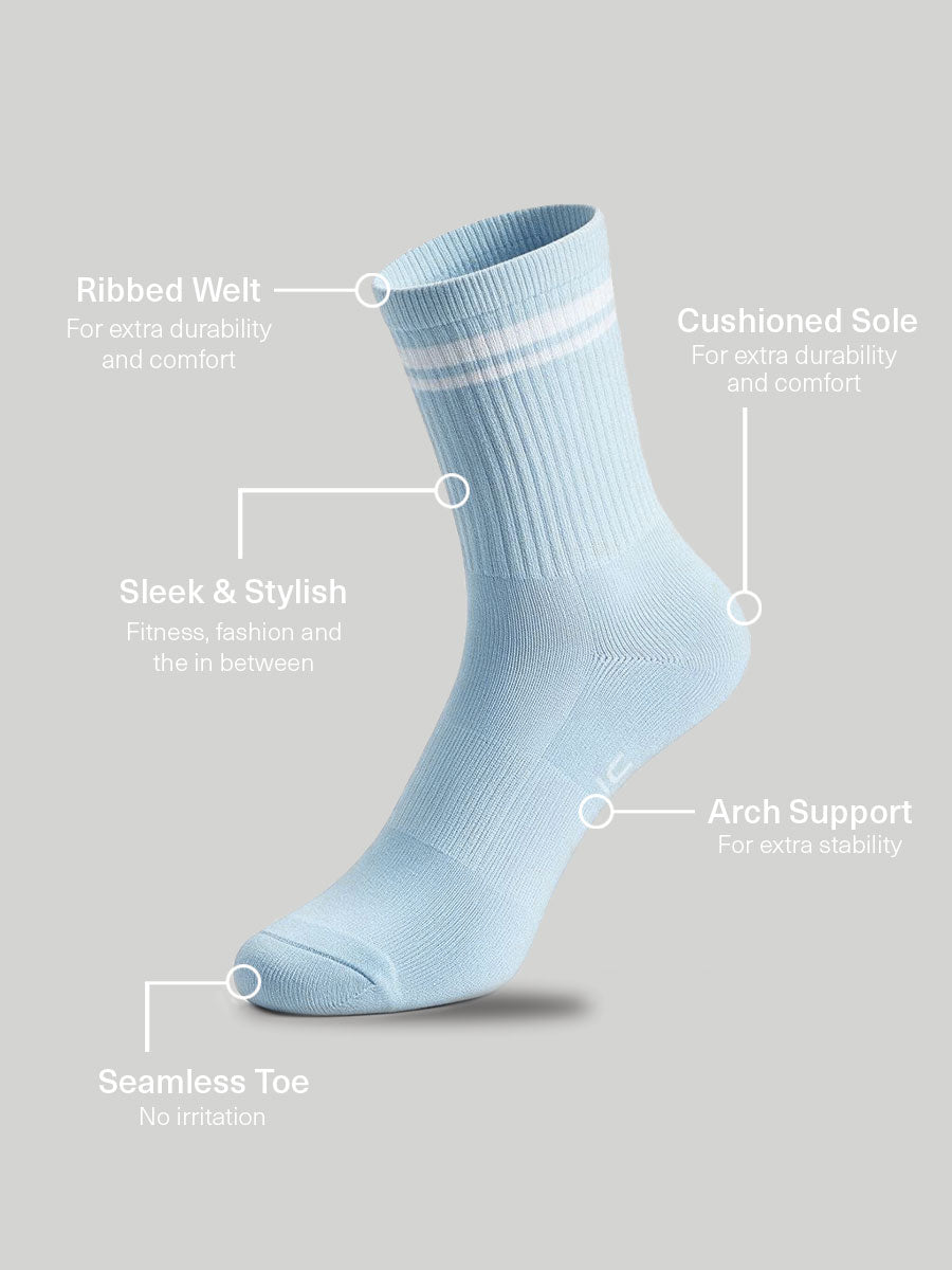 Women's Sports Varsity Cushioned Mid Crew Socks 5 Pack