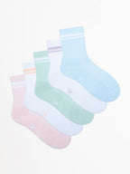 Women's Sports Varsity Cushioned Mid Crew Socks 5 Pack