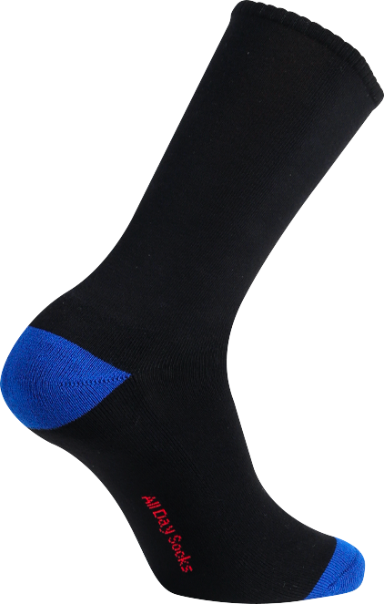 mens black all day plain cushion foot crew socks 2 pack - underworks