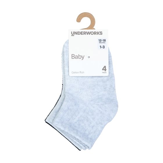 Baby Lightweight Quarter Crew Socks 4 Pack