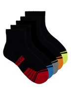 Kids Cushioned Sport Quarter Crew Socks 5 Pack