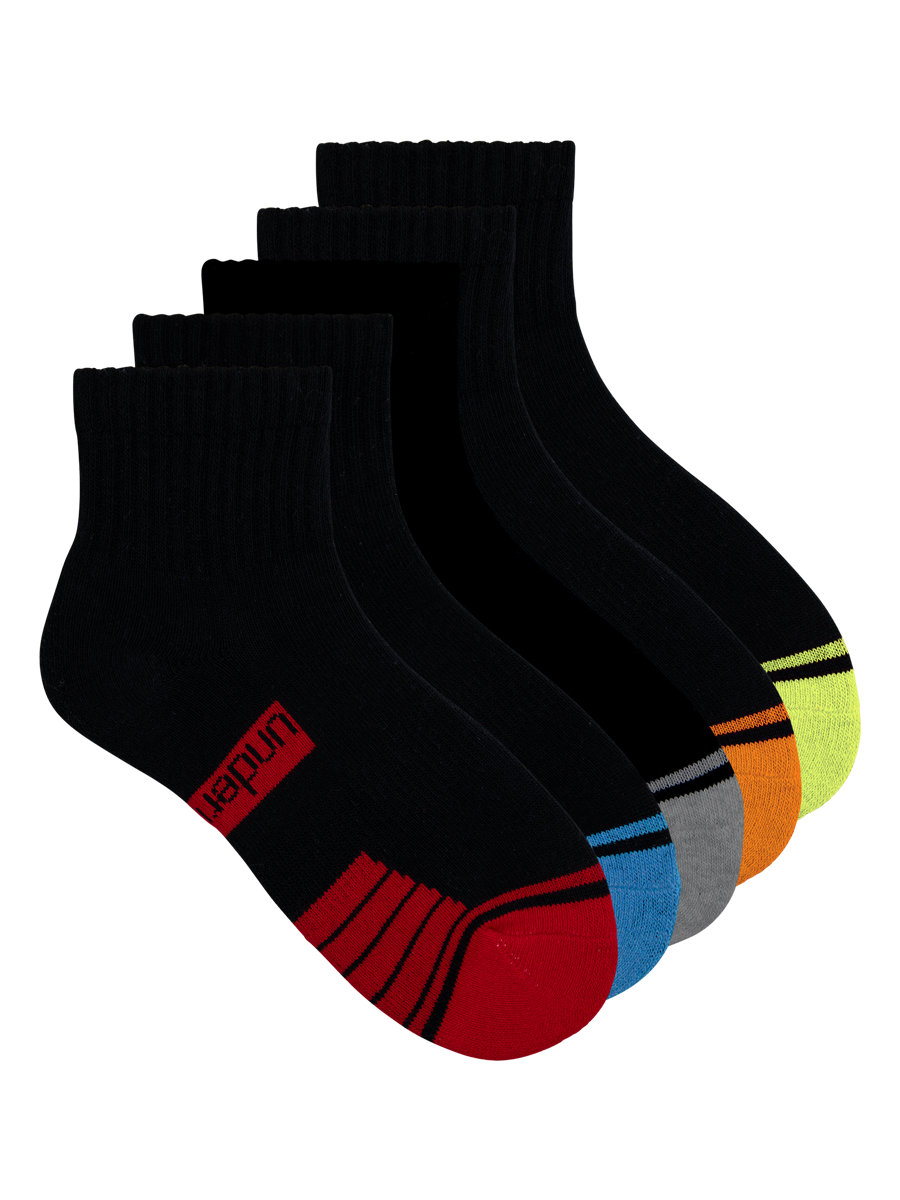 Kids Cushioned Sport Quarter Crew Socks 5 Pack
