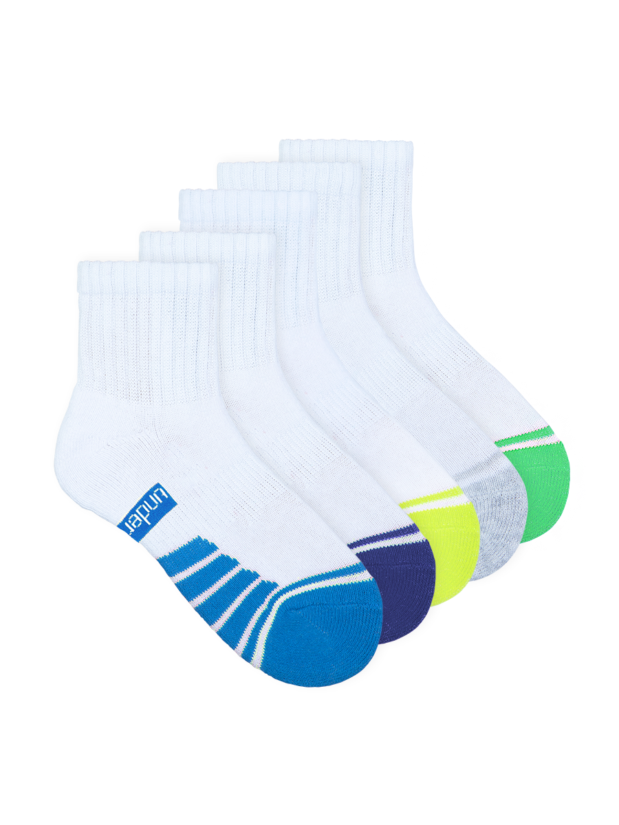 Kids Sport Cushioned Quarter Crew Socks 5 Pack