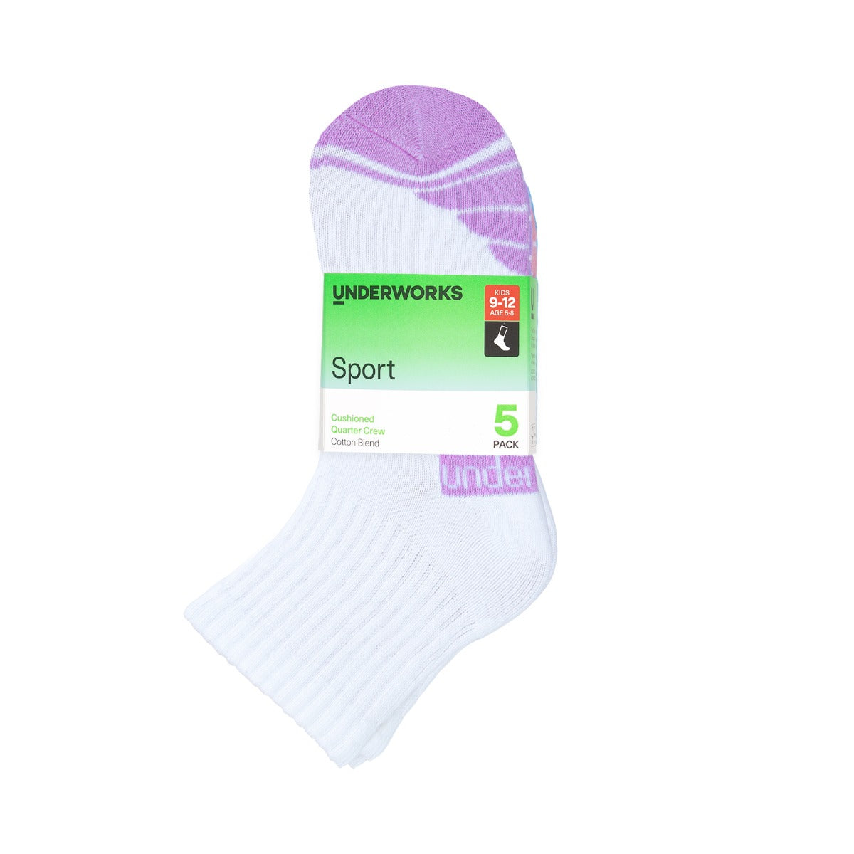 Kids Sport Cushioned Quarter Crew 5 Pack