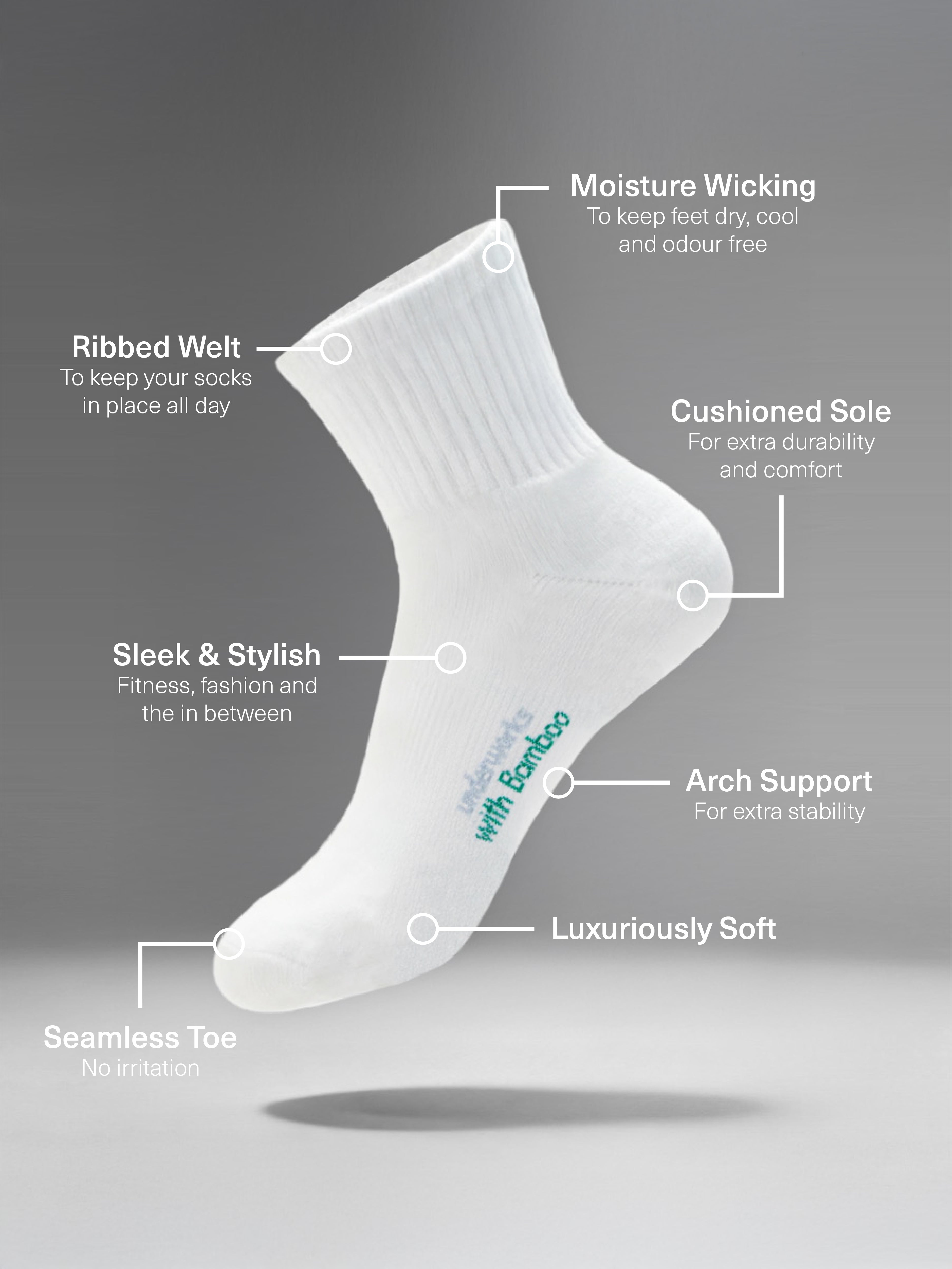 Men's Bamboo Sport Quarter Crew 3 Pack