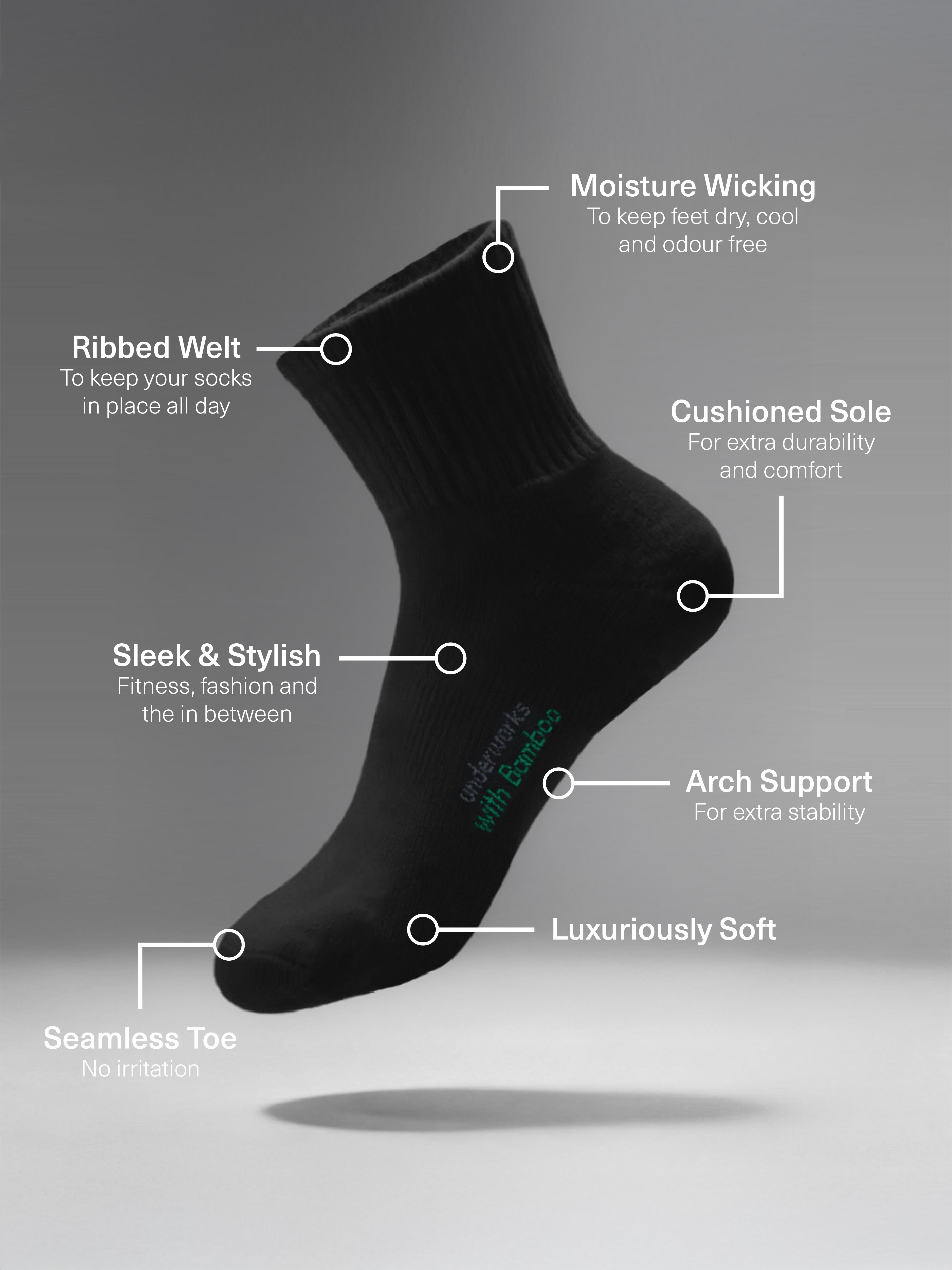 Women's Bamboo Sport Quarter Crew 3 Pack