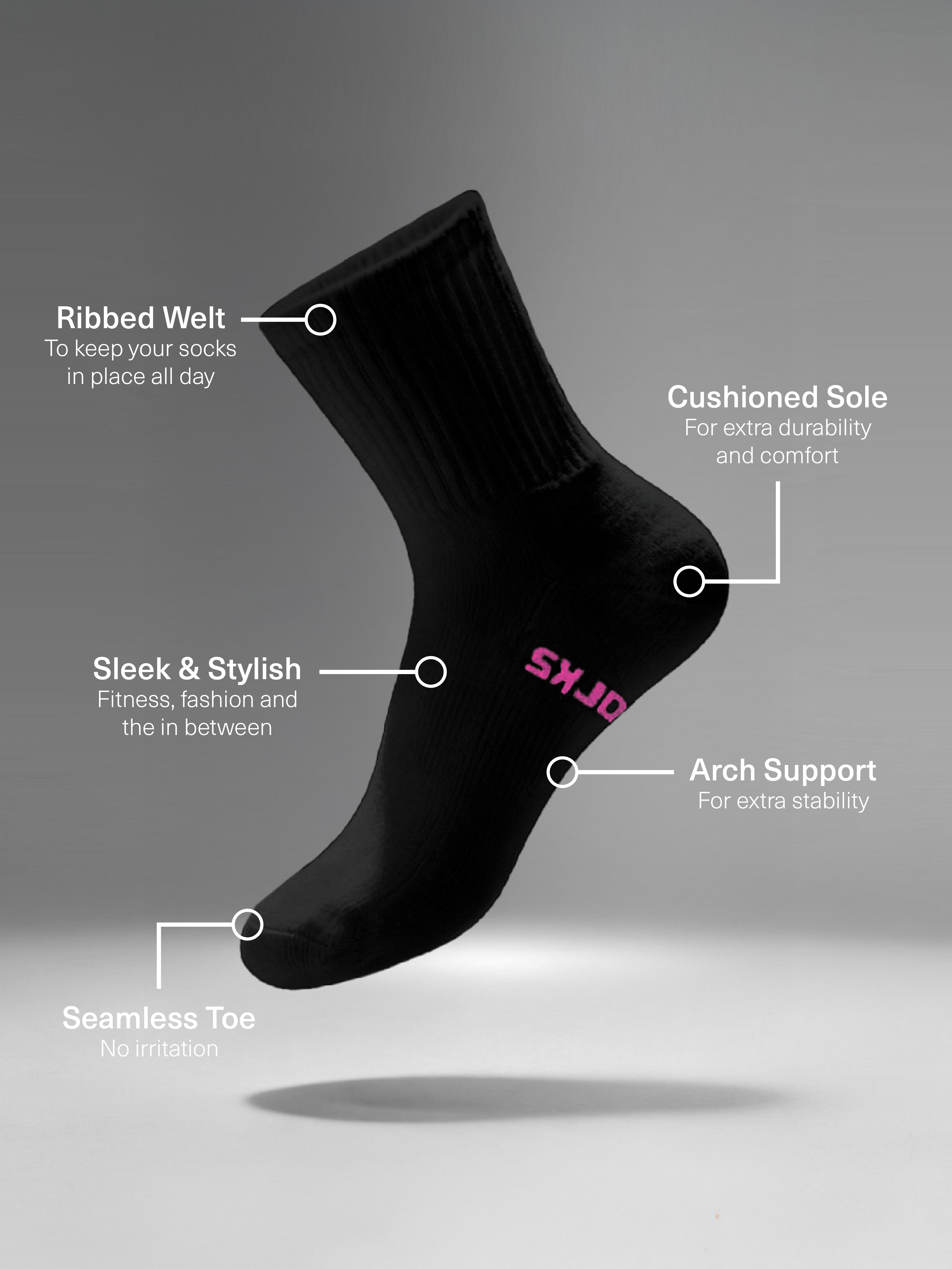 Women's Sports Cushioned Mid Crew Socks 5 Pack